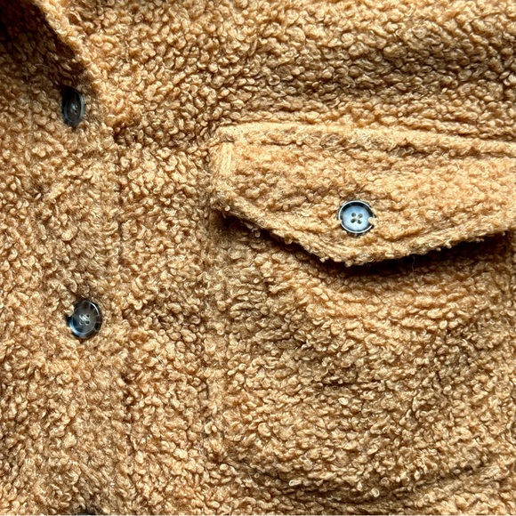 Marine Layer Eden Sherpa Overshirt Jacket Teddy Fleece Button-Up Cashew Brown M - Picture 5 of 16